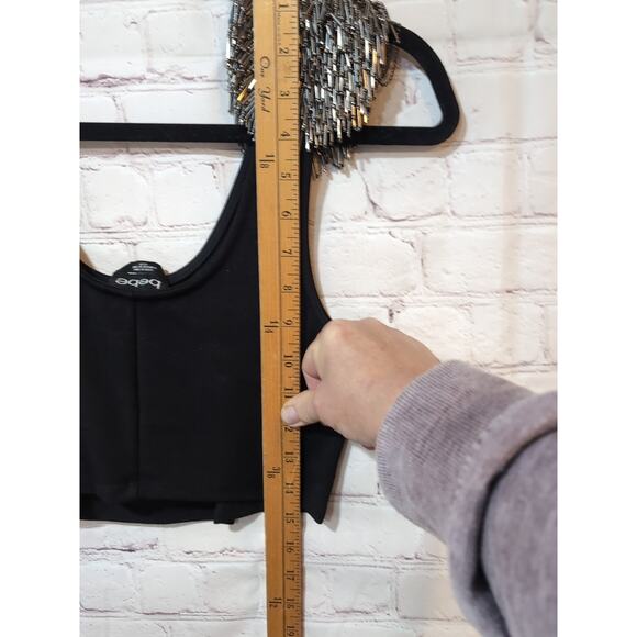 Bebe Studded Cropped Top Women XSmall Black Holiday Party Biker Goth Festival - Picture 7 of 10